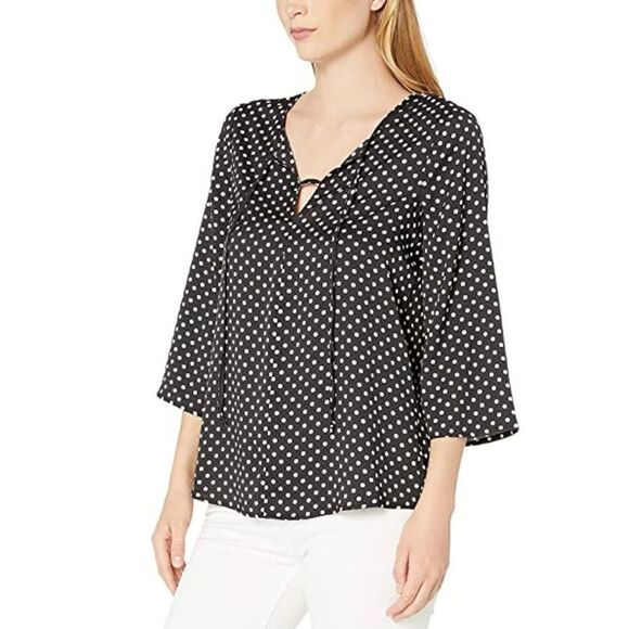 BCBGMaxAzria Woven Polka Dot Blouse - Picture 2 of 3